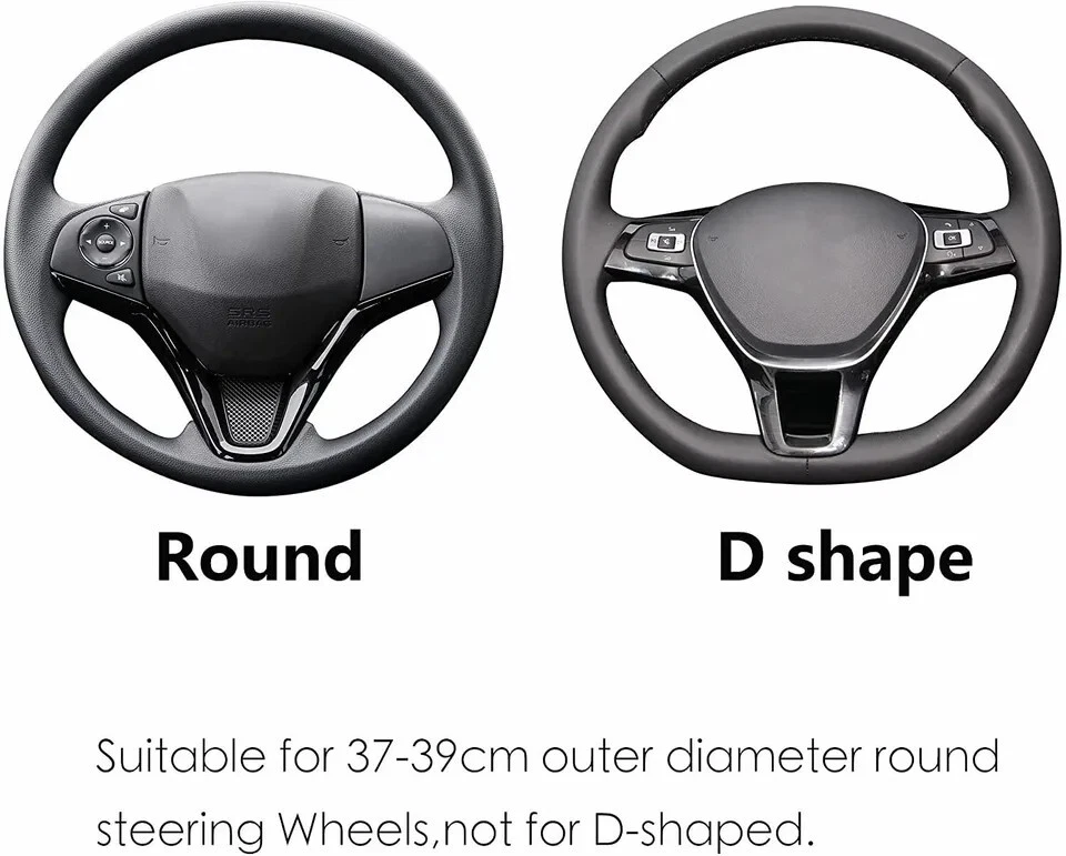 Fit 15" Steering Wheel Cover Genuine Leather For Acura 38CM Models Black - Image 4 of 4