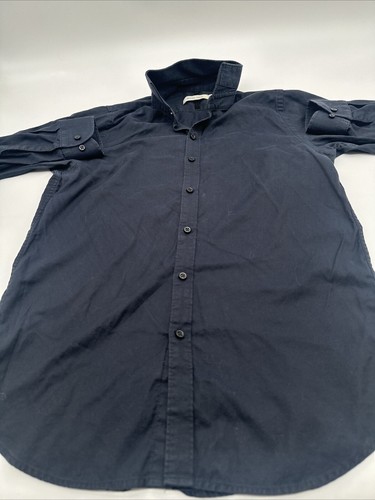 Arturo Calle Long Sleeve Button Up Shirt Men Small Blue Solid ..#22548