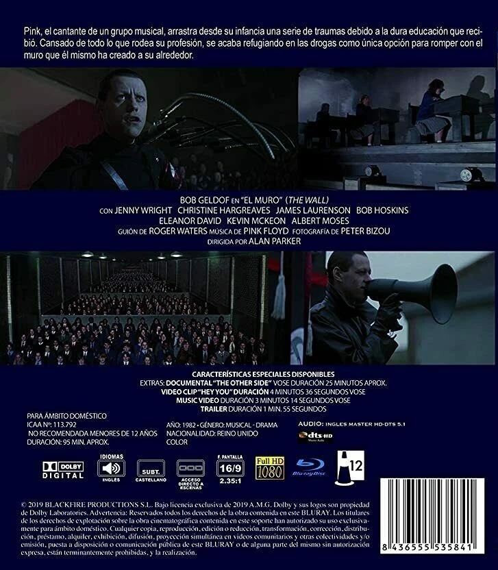 PINK FLOYD THE WALL (1982) Blu-Ray BRAND NEW (Spanish Package/English Audio) - Image 2 of 2