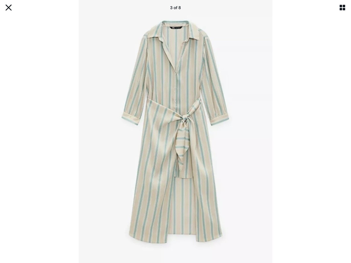 Red Zara Striped Button Down Dress Zara Woman Long Striped Shirt Dress Ecru  8454/359