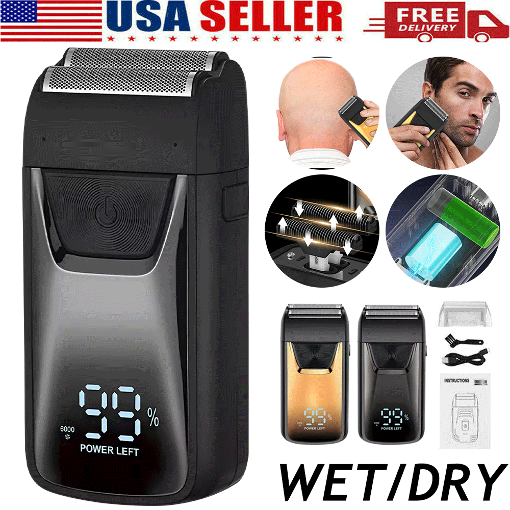 Gold Electric Beard Shaver Trimmer Razor USB Rechargeable Hair Shaving Machine