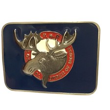 Loyal Order of Moose PAP Belt Buckle Cast Metal Epoxy Front 2013 Vintage
