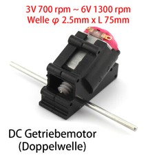 DC Getriebemotor Doppelwelle Getriebene Box Elektromotoren 3V 700 rpm 6V 1300rpm