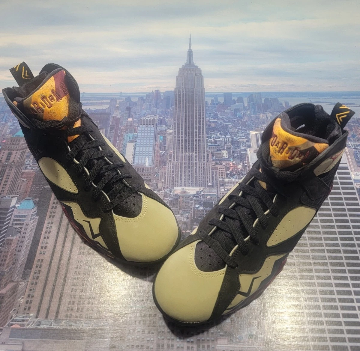 Jordan 7 black yellow cheap red
