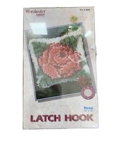 Wonder Art Latch Hook Kit VTG Rose 4606 Caron Craft Pillow 12"x12" New Sealed