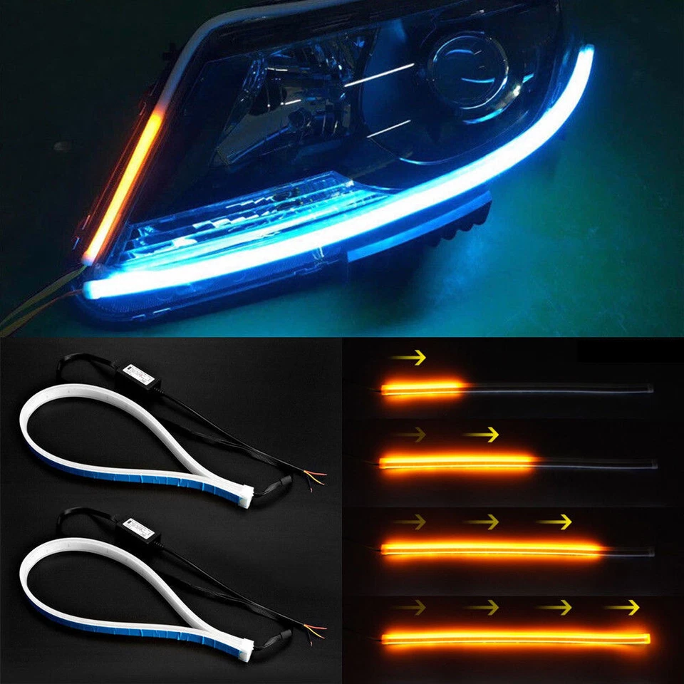 45cm Car Soft Tube LED Strip  Daytime Running Light Turn Signal Lamp Accessories - Image 2 of 4