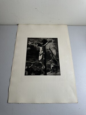 EUGENE DELACROIX, '' CHRIST ON THE CROSS '', ETCHING BY CHARLES L. COURTRY, 1846