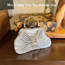 Luxury Satin Pleated Cloud Bag Women's Handbag Glitter Diamonds Evening Bag