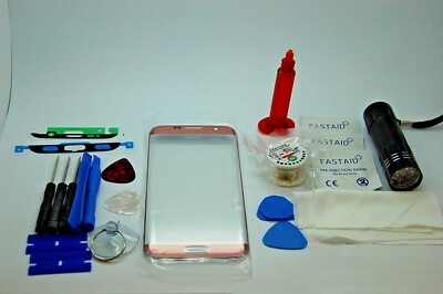 Frontglas Display Reparatur Set für Samsung Galaxy S7 Edge Rose Gold / Pink