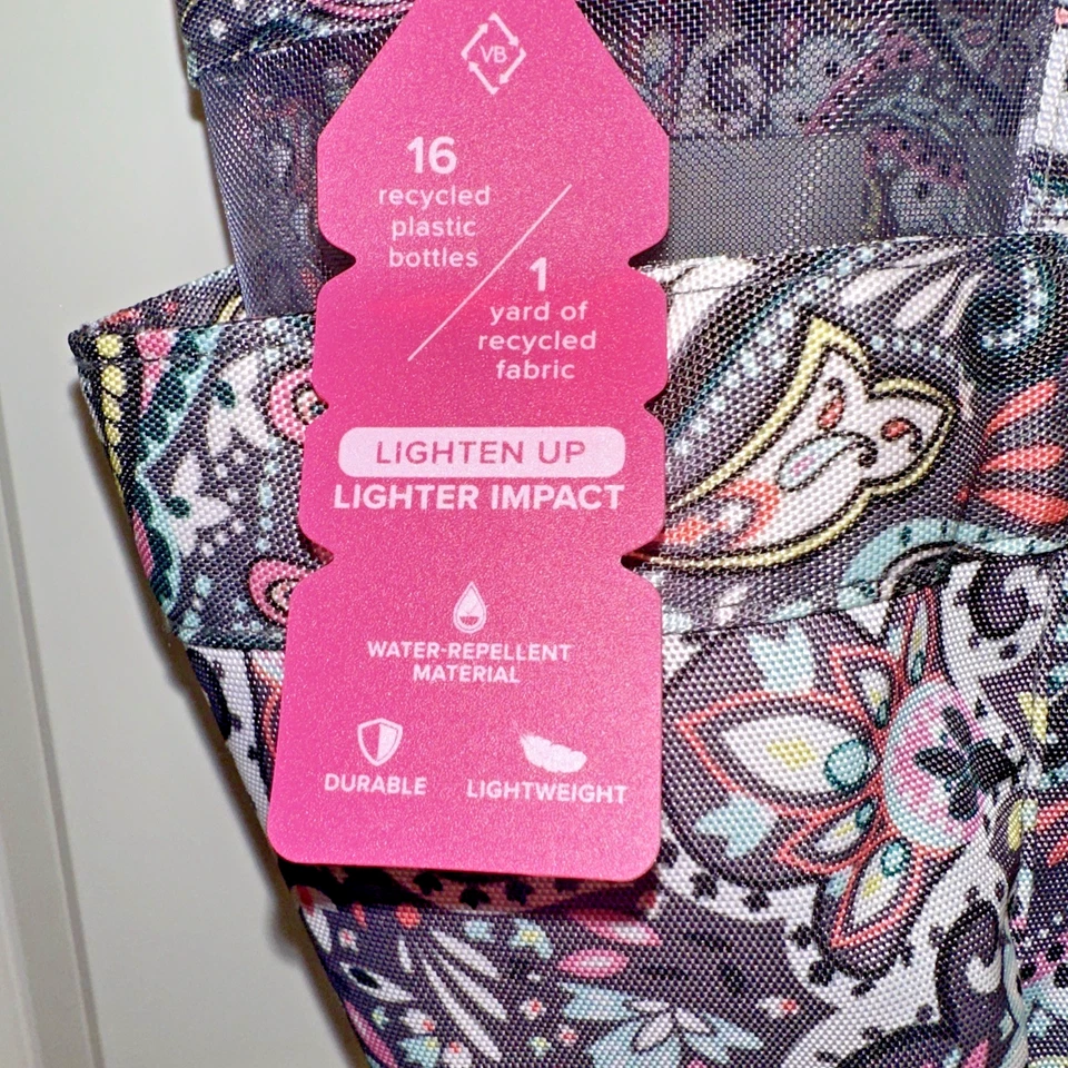 Vera Bradley водонепроницаемый мод пейсли цветочный душ пляж Caddy серый виниловая сетка - Изображение 2 из 4