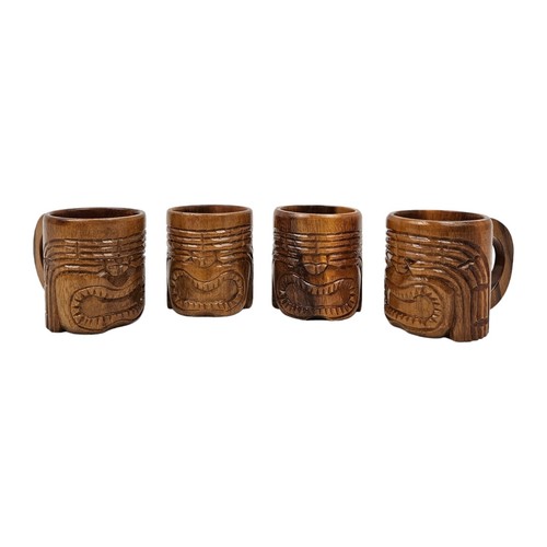 4 Hawaiian Tiki Mug Coffee Cups Leilani Polynesian Boho Mid-Century Modern Vtg