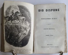 1800s ALESSANDRO DUMAS DIO DISPONE in ITALIAN antique 