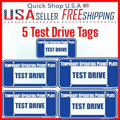 Lot of Test Driver Dealer Plate Tag Temporary Operating Permit (Blue) Five Tags