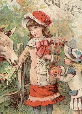 1880s J CHADWICK & BROS 6 CORD COTTON THREAD TRADE CARD, GIRLS,    TC275