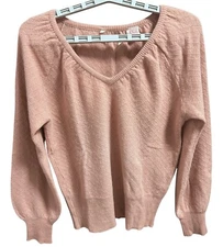 Y2K Women’s M Lambswool Coquette Angora Rabbit Hair V-Neck Pullover Pink Sweater