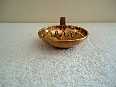 Vintage Park Sherman Copper / Metal / Wood Handle Ashtray 