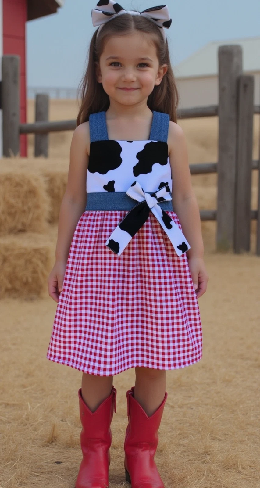 Western Wear Country Cowgirl Farm Red Gingham Cow Denim Dress
Opens in a new window or tab