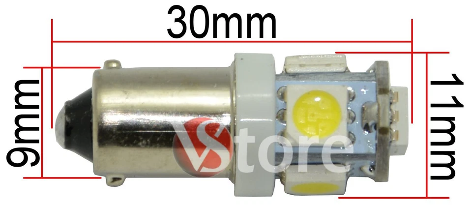 Pack 4 Unità 5 LED SMD 5050 T4W 12V Auto BA9S Lampadine Posizione Bianco 5W - Immagine 3 di 3