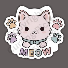 Meow Cat Paw Prints Colorful Cute 3" Vinyl Sticker