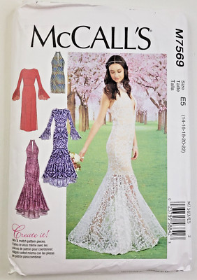 McCalls Sewing Pattern 7569 Design Your Own Bridal Formal Gown Dress 14 ...