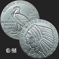 5 X 1 oz. 999 Fine Silver Rounds - Incuse Indian Design Uncirculated - BACKORDER