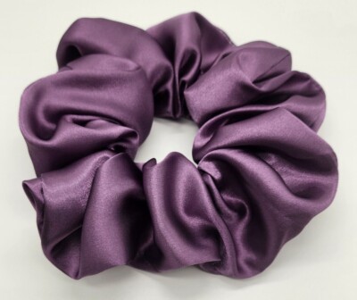 XXL Jumbo Women Charmeuse Purple Satin Scrunchie Elastic Mothers Day Birthday