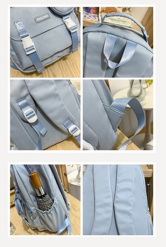 16 In. Large Capacity Clear Solid School Backpack College Travel Casual Bag Girl - Picture 12 of 31