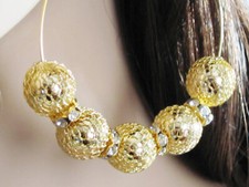 Basketball Wives Earrings Gold Rhinestone Hoops Beaded Hip Hop Disco Statement