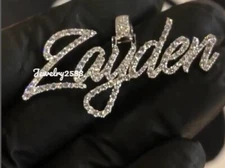 CHRISTMAS GIFT 4 Men's 1ct Real Moissanite Custom Spell Name In Flooded Pendant