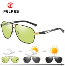 Occhiali da sole uomo metallo fotocromatico polarizzati visione notturna guida occhiale nuovi