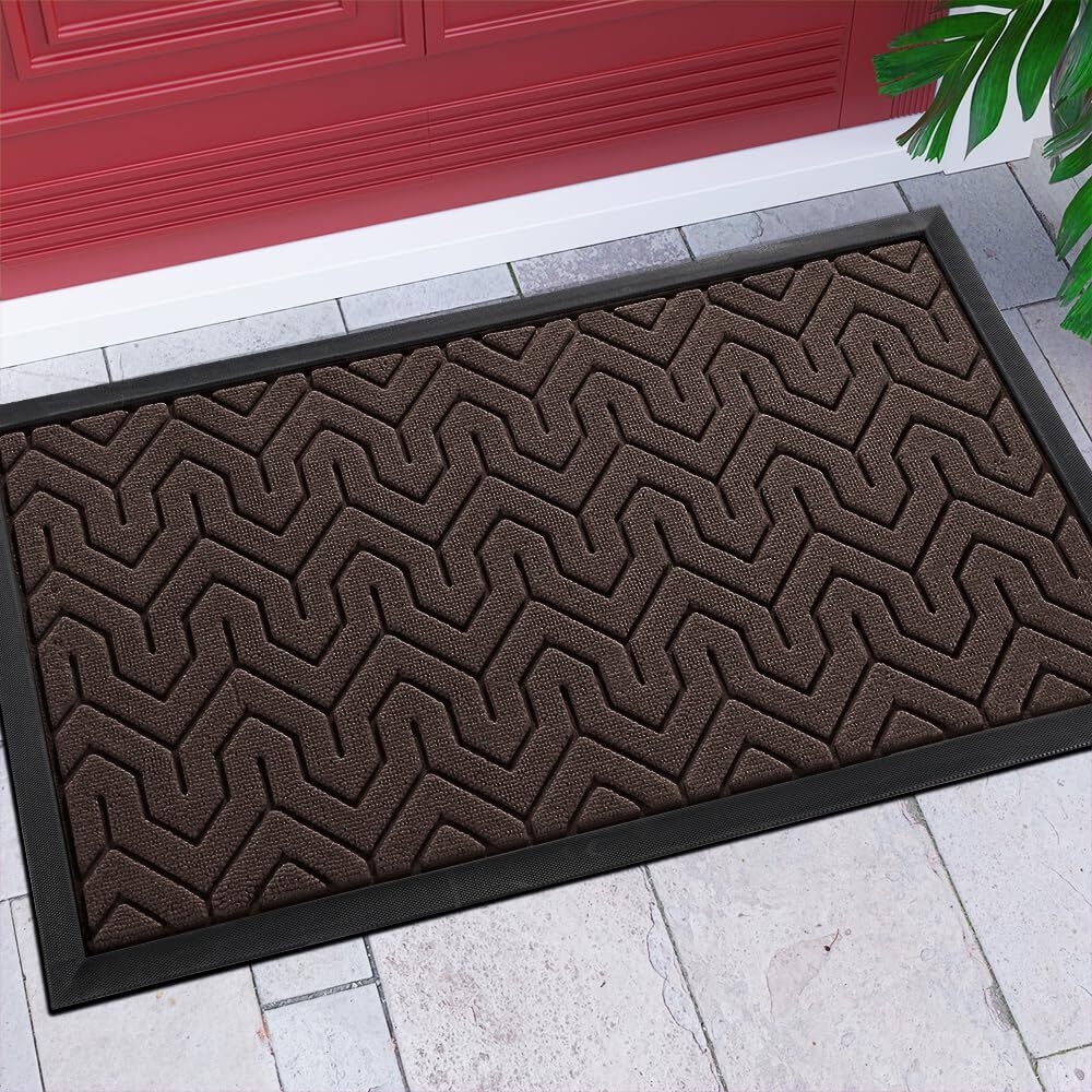 Front Door Mat Outside Entrance, 29.5x17 Waterproof Outdoor Indoor Welcome Ma...