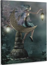 Fairy/Pixie Wall Hanging Canvas Color Changing Lights Flickering Timer Battery