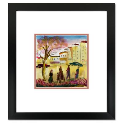 Moshe Leider, Framed Original Mixed Media Watercolor Painting, Hand Signed
