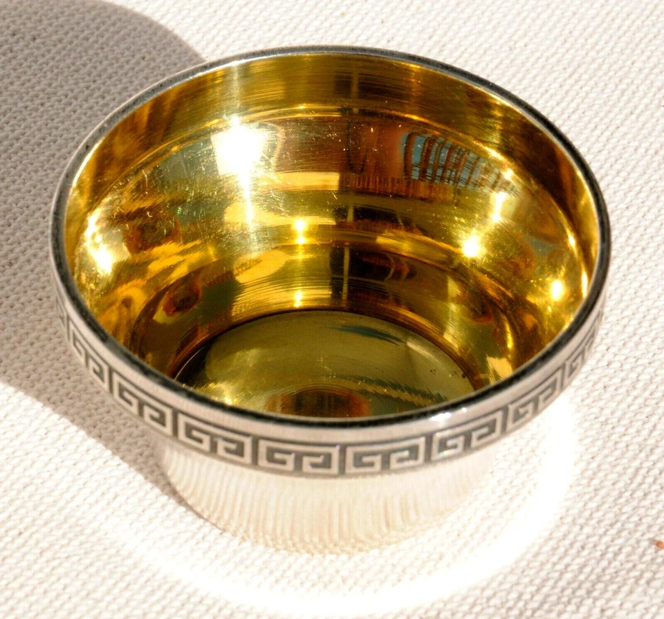 俄罗斯 SOVIET 银盐 CELAR 茶 KOVSH BOWL EGG CUP PAN PIN GOLD GOBLET BOWL — 第 4/4 张图片