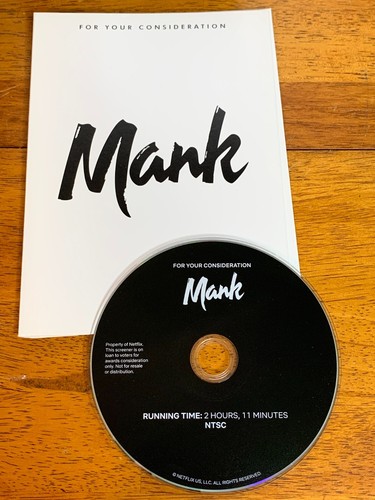 Mank FYC 2020 DVD Screener Gary Oldman David Fincher