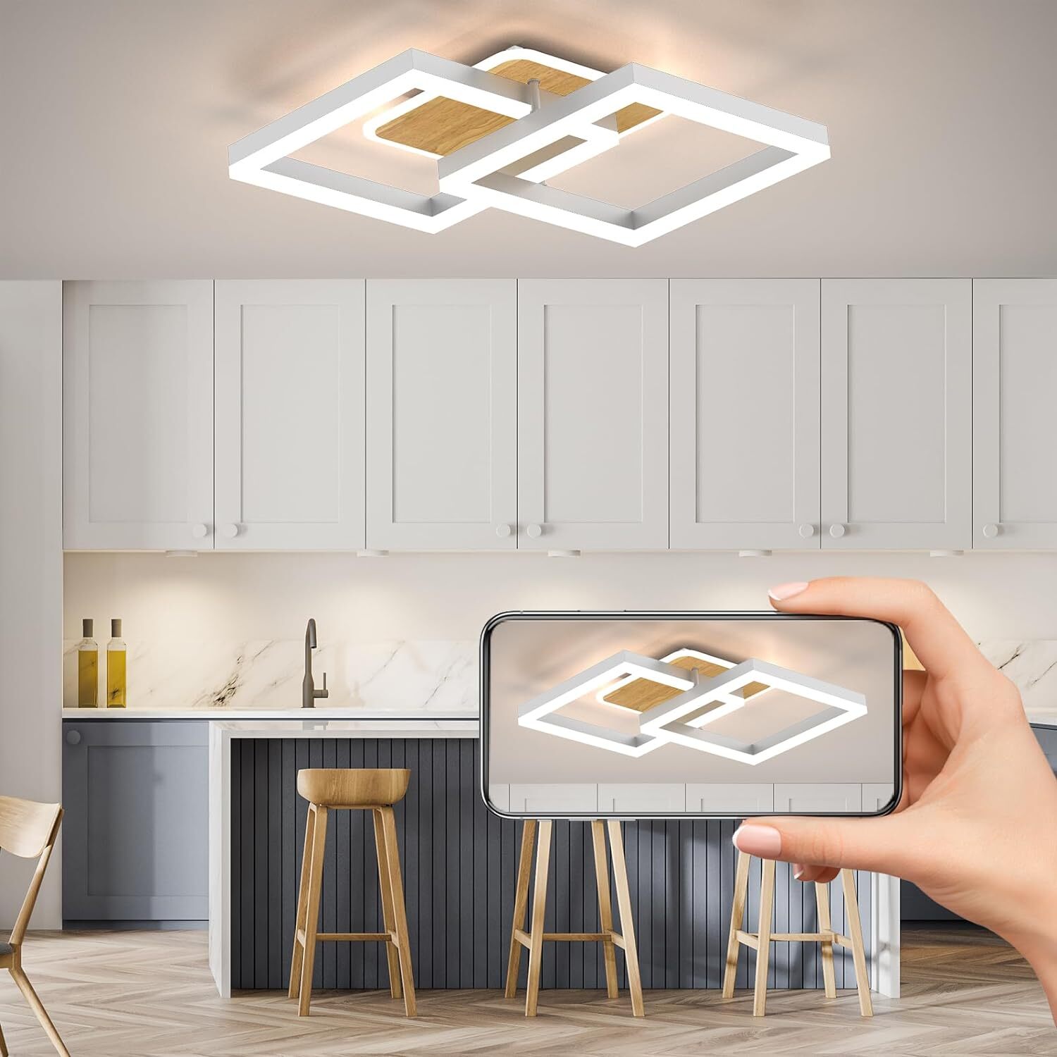 LED Design Deckenleuchte Dimmbar Deckenlampe mit Fernbedienung Wohnzimmer Flur