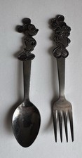 Disney Mickey Minnie Mouse Stainless Steel Fork and Spoon Set for Unisex Kids