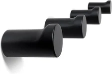  Wooden Black Wall Hooks - 4-Piece Set - Decorative Wall-Mounted Hooks