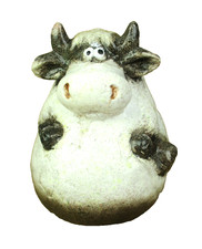 Zaunhocker Kuh Keramik 16 x 12,5 x 12,5cm Pfahlhocker Zauntier Gartendeko (RA)