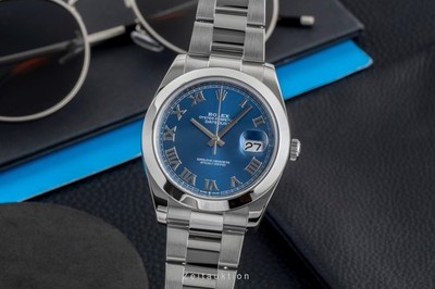 Rolex Datejust 41 Blue Roman Dial Oyster Stahl Automatik Herrenuhr Ref. 126300
