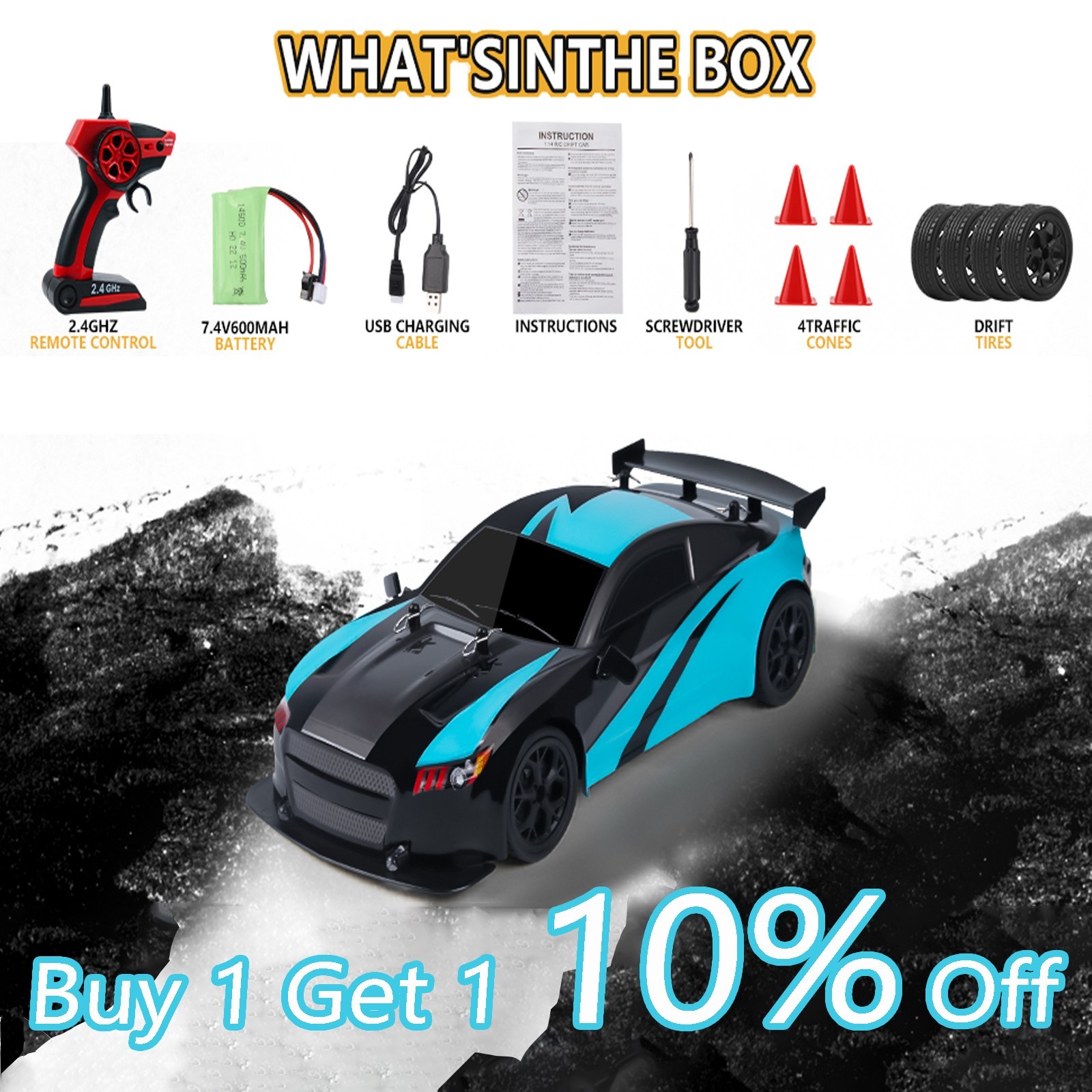 With 2.4ghz Controller, Charger & Track Obstacles
