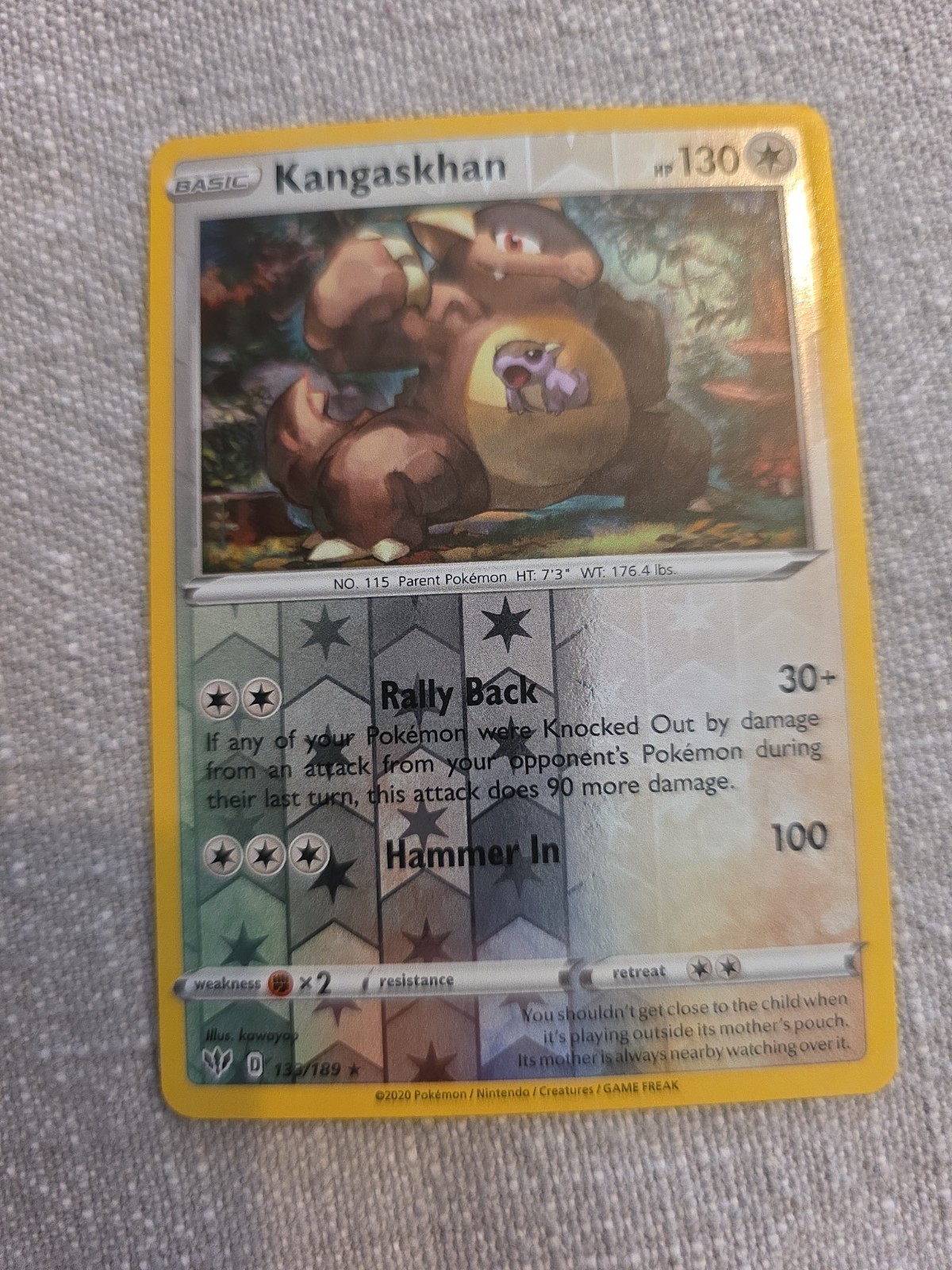 Pokemon Kangaskhan 133/189 Reverse Holo Darkness Ablaze
