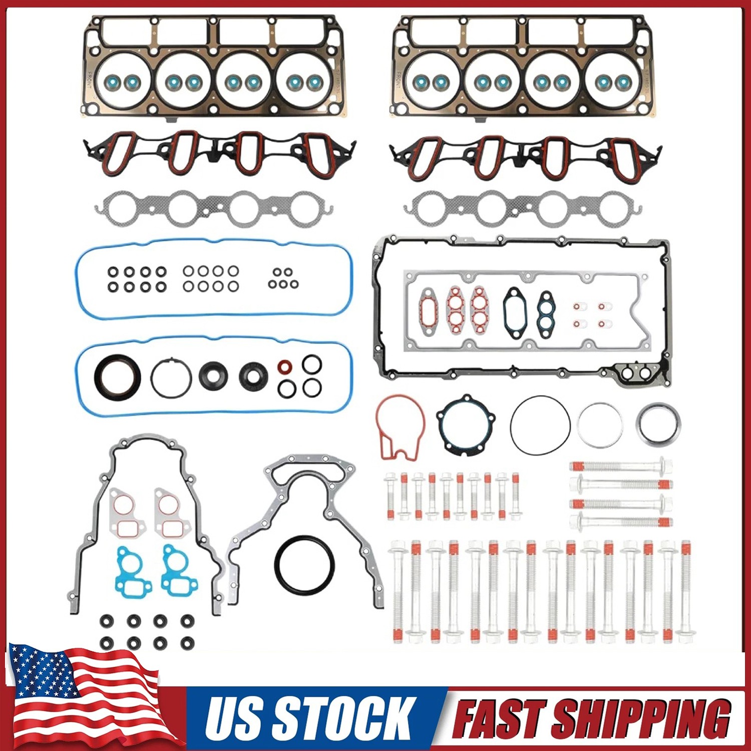 Full Cylinder Head Gasket Set Bolts For 2007-13 Chevrolet GMC Sierra Buick 5.3L