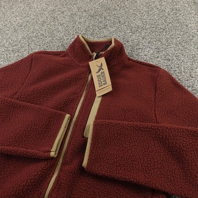 NEW Eddie Bauer Jacket Mens S Red Brown Sherpa Fleece Full Zip Outdoor Hiking