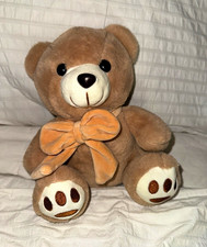 Brown  Beige Plush Teddy Bear Stuffed Animal w/ Bow