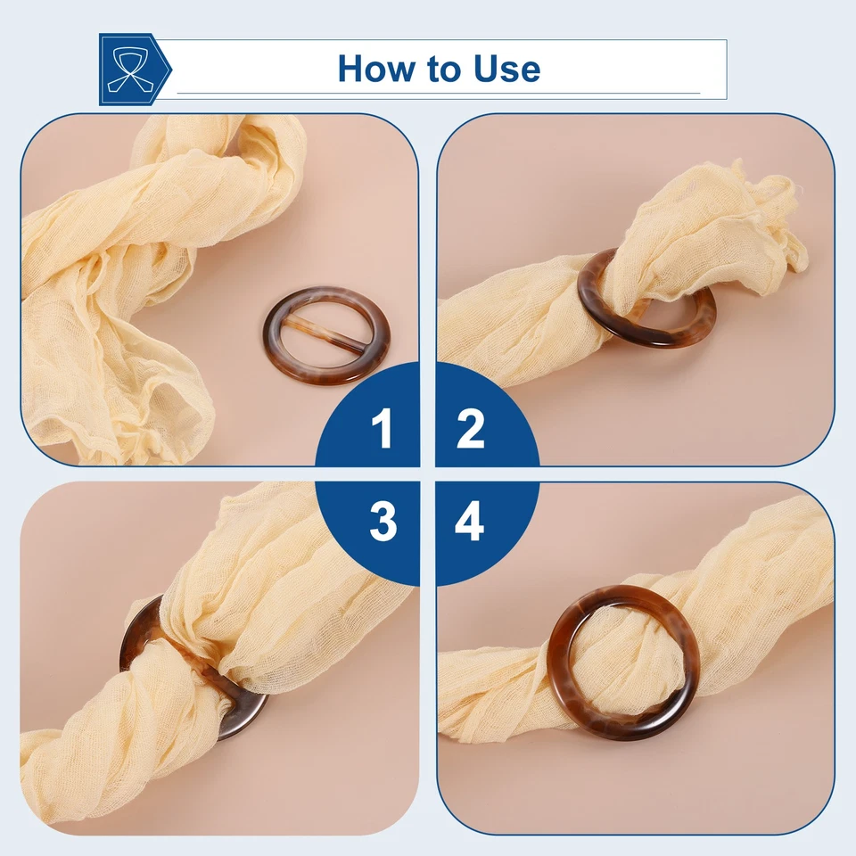 8 Pcs T-shirt Clips, 35mm(1-3/8") Round Resin Scarf Ring Clothes, Dark Brown Foto 4 de 4