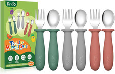 6 Pieces Toddler Utensils Set - Kids Silverware Set with Silicone Handle Childre
