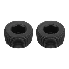 2Pcs Socket Pipe Plugs, NPT 1-1/4"Carbon Steel Hex Thread Pipe Caps, Black