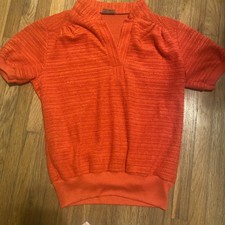 Vintage 70  s Red Terry Cloth Polo Shirt Women  s Size Small