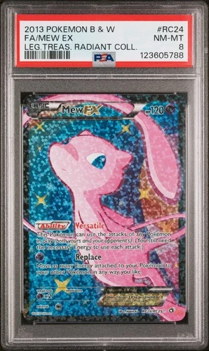 2013 POKEMON B&W LEGEND TREASURES RADIANT COLL #RC24 FULL ART/MEW EX PSA 8